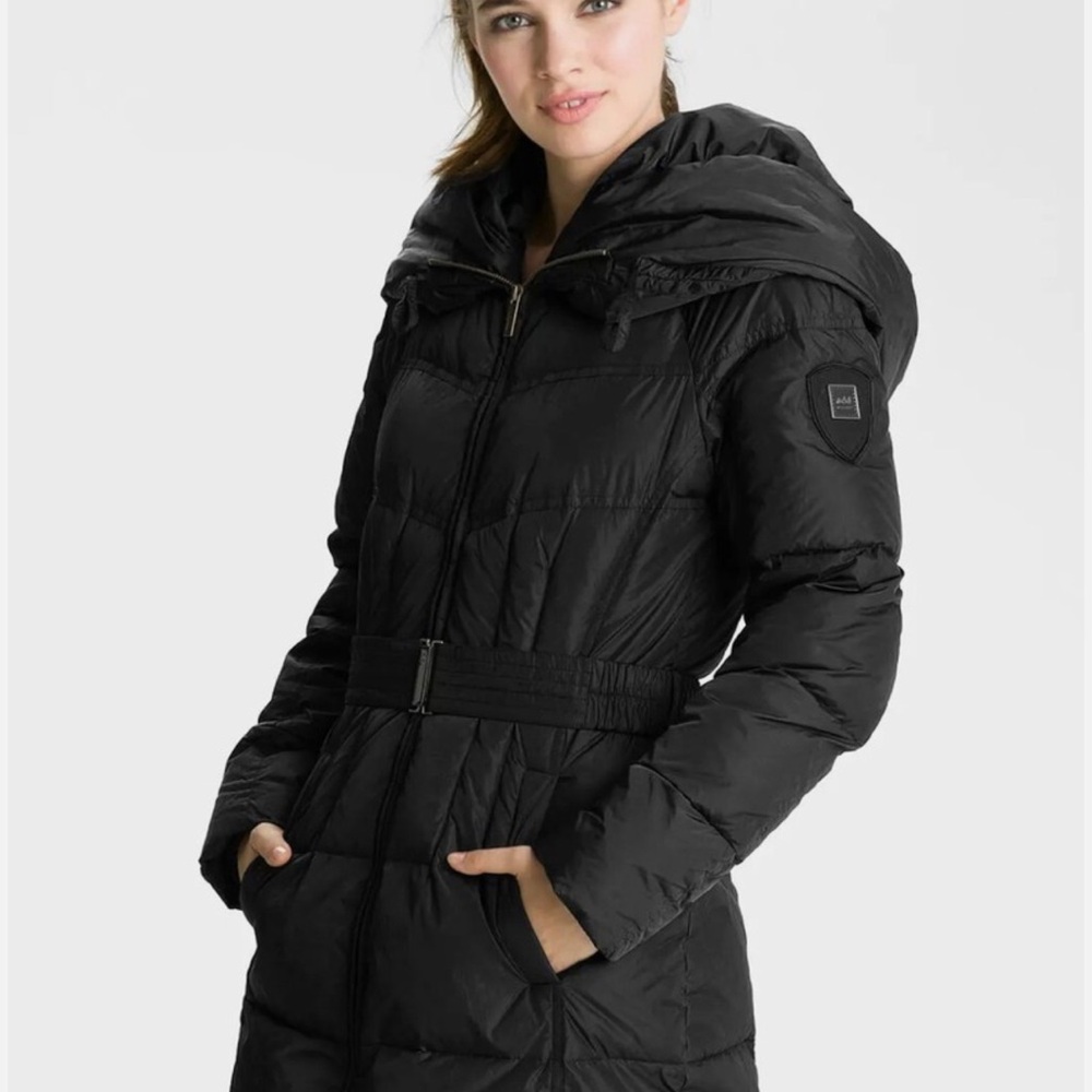 Add Down Black Long Puffer Coat with Belt - Women Jackets & Coats - Picture 11 of 11